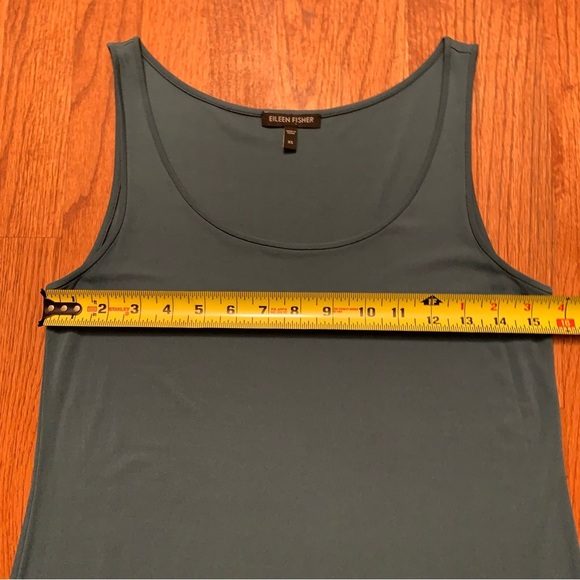 Eileen Fisher Linen Button Up Asymmetrical Cardigan Sweater with Silk Tank Top - Picture 14 of 16